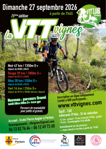 VTT Vignes 2026 : la 15e édition revient à Pertuis le 27 septembre
